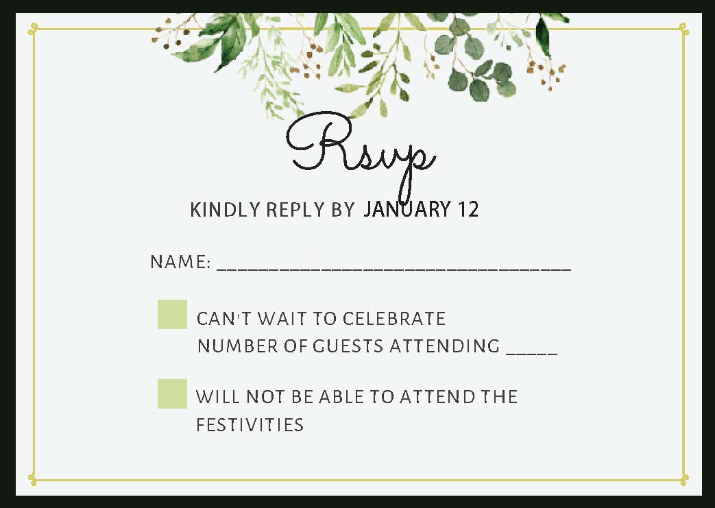 Wedding Invitations Green Flowers  (Editable and Instant download)