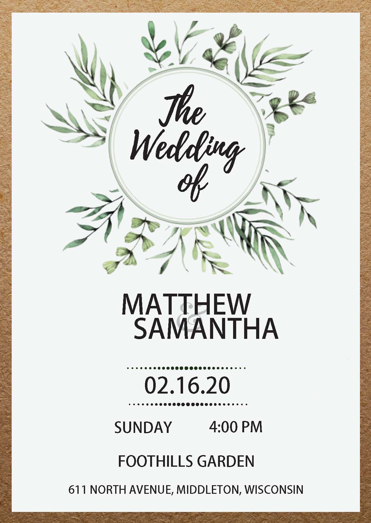 Wedding Invitations Green Wreath Flowers Bundle  (Editable and Instant download)