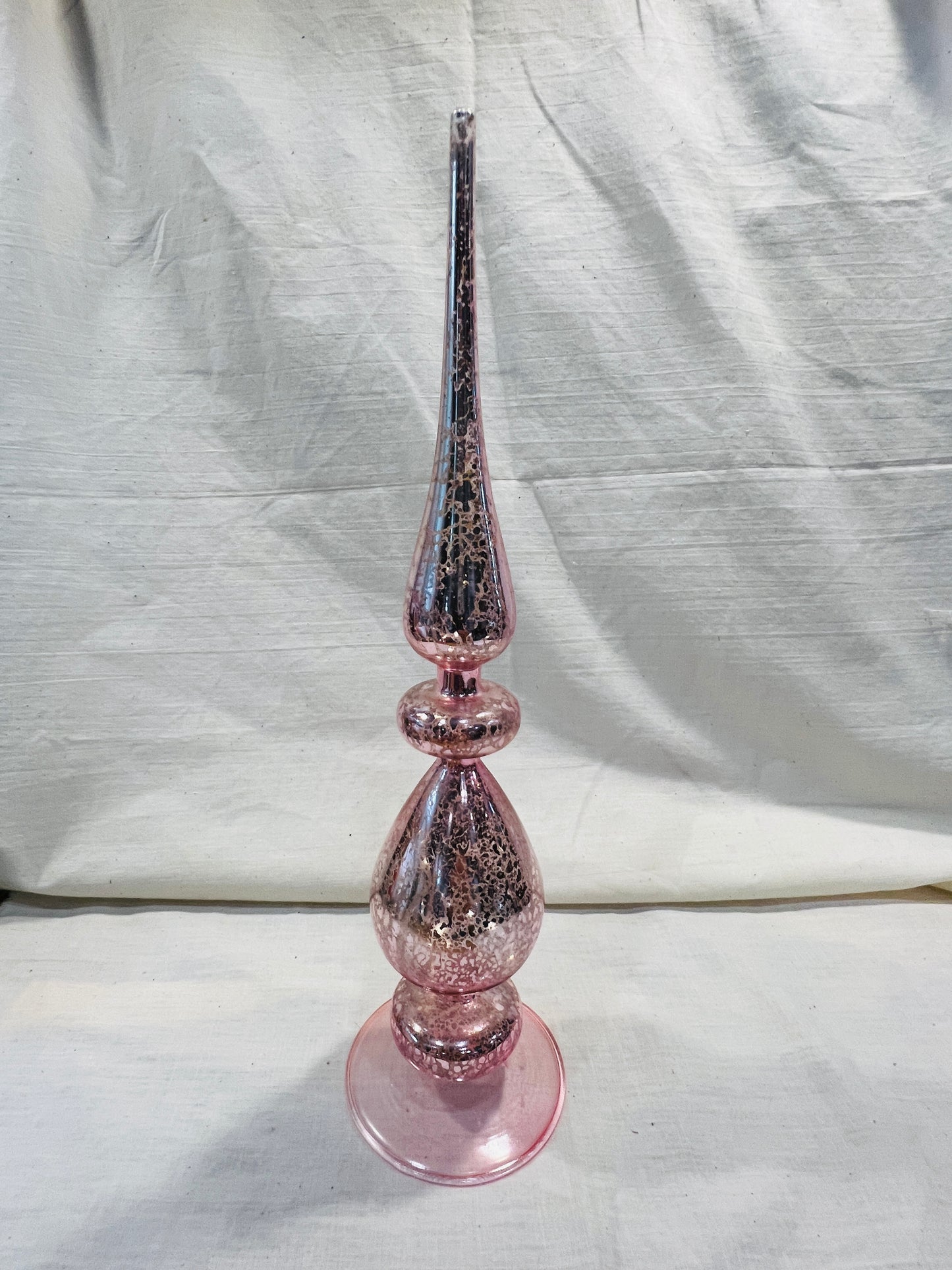 Christmas Pink  Mercury Glass Finial Tree Topper 12" Set of 2